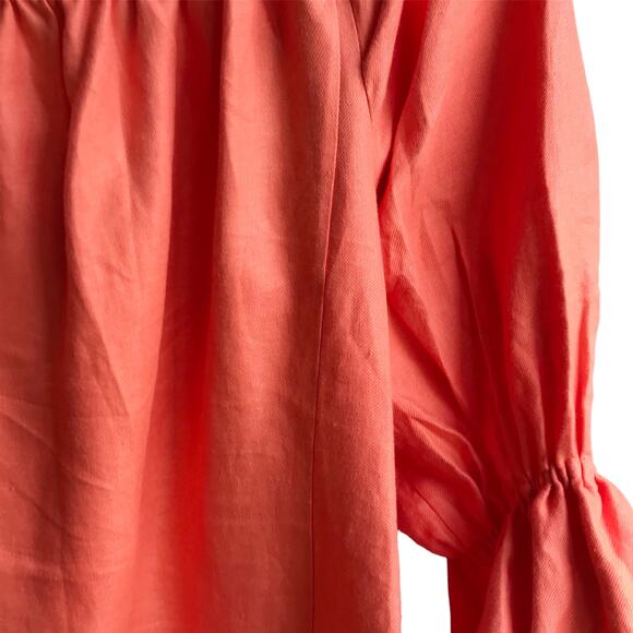Paris Susan Sutherland Linen Blouse XL Coral Embroidered - Picture 8 of 16